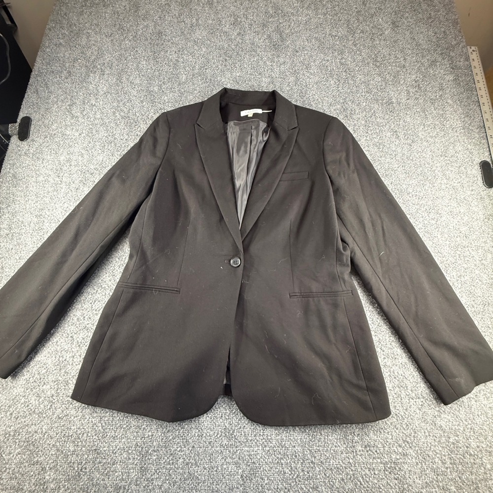 Calvin Klein Womens Black Single Button Professional Blazer Jacket Size 14